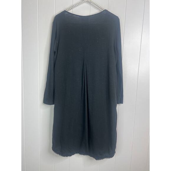 Odd Molly Black Swiss Dot V Neck Long Sleeve Mini Dress Size M - Picture 8 of 8